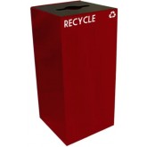 WITT GeoCube Square Recycling Receptacle w/ Combo Opening - 32 gallon, Red